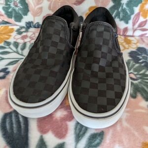 Vans Black On Black Checkered Slip-Ons Mens Size 7.5 Excellent Condition